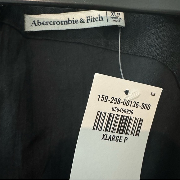 Abercrombie & Fitch Linen-blend shift maxi dress in black - Picture 5 of 5